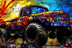 Colorful Stained Glass Truck Background Wallpaper Product Image 1