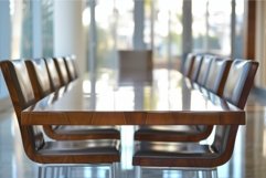 Modern conference room with elegant wooden table Product Image 1