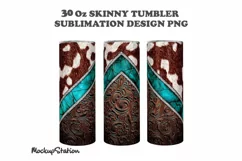 Western Cowhide 30oz Skinny Tumbler Sublimation Design PNG Product Image 2