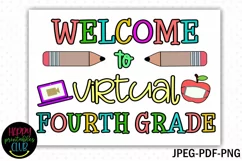 Welcome to Virtual Fourth Grade Sign I First Day School Sign Product Image 2