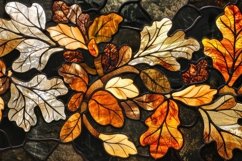 Fall Leaves Stained Glass Background Wallpaper Product Image 1