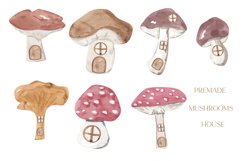 Mushroom clipart, watercolor forest street clipart Product Image 3