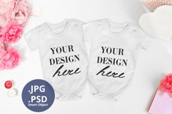 Valentine's day 2 Baby bodysuits Mockup PSD, bodysuit mockup Product Image 1