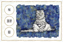 Funny Van Gogh Cat - Cat Gogh PNG Design For Sublimation Product Image 1