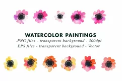 Watercolor Flowers Illustration Clip Art in PNG & EPS Product Image 2