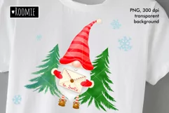 Merry Christmas gnome with letter for Santa PNG Watercolor Product Image 1