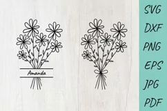 Floral bouquet SVG, Wildflower, Daisy SVG, Split monogram Product Image 1