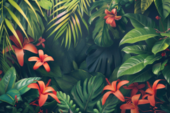 Exotic Tropical Leaves Background Wallpaper Product Image 1