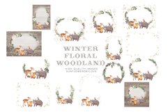 Frame Watercolor Winter Woodland, Christmas Animal Clipart Product Image 4