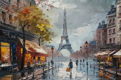 Eiffel Tower Painting Background Wallpaper Product Image 1