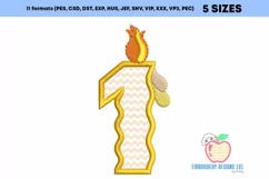 First Birthday Candle In Yellow Embroidery Applique Product Image 2