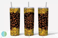 Skinny Tumbler Sublimation Design - Sunflower Leopard Print Product Image 5