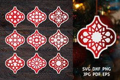 Arabesque Christmas Ornament SVG Bundle, Lantern cut files Product Image 1