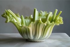 Fresh celery bunch in colander on table Product Image 1