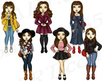 Fall Fashion Autumn Girls Brunette Planner Clipart Set Product Image 3