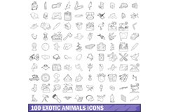 100 exotic animals icons set, outline style Product Image 1
