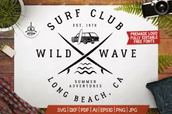 Surf Adventure Badge, Vintage Summer Logo T-Shirt SVG File Product Image 1