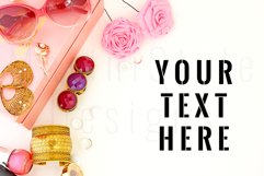 Feminine Styled Stock Photo, Pink Desktop Mockup 1 Product Image 1