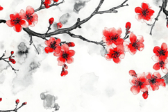 Watercolor Painting Blooming Cherry Blossom Background Product Image 1