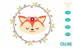 Fox Wreath SVG, Fox Cut File Product Image 1