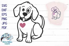 Cartoon Puppy with Heart SVG | Dog SVG Cut File Product Image 1