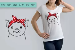 Pig with Bandana SVG, Farm animals SVG, Pig SVG, Piglet Product Image 2