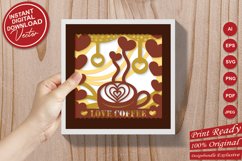 Papercut 3D Layered Love Coffee Cup with Hearts SVG Template Product Image 2