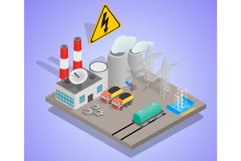 Power unit concept banner, isometric style Product Image 1