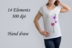 Watercolor Clipart Orchid flower.Summer,Spring.EPS,AI,JPG,PN Product Image 2