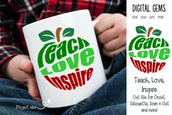 Apple, Teach, Love, Inspire. SVG / PNG / DXF / PNG Product Image 1