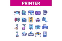 Printer Equipment Collection Icons Set Vector Product Image 1