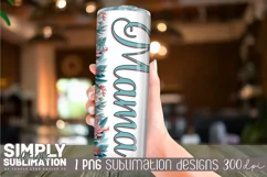 3d Pink & Teal Floral Mama Sublimation Tumbler Wrap Png Product Image 2