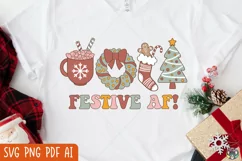 Christmas svg, Retro Christmas svg, Festive AF svg Product Image 1