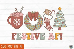 Christmas svg, Retro Christmas svg, Festive AF svg Product Image 2