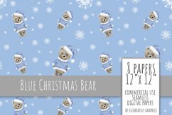 Blue Christmas Bear Digital Paper Product Image 8