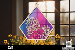 Suncatcher Car Charm Unicorn SVG, Hanging Ornament SVG Product Image 1