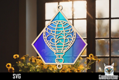 Suncatcher Car Charm SVG, Air balloon Ornament SVG Product Image 1