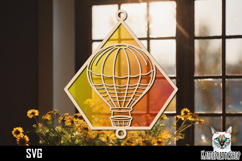 Suncatcher Car Charm SVG, Air balloon Ornament SVG Product Image 1