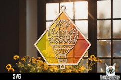 Suncatcher Car Charm SVG, Air balloon Ornament SVG Product Image 1