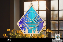 Suncatcher Car Charm sunset SVG, Sun Ornament SVG Product Image 1
