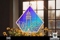 Suncatcher Car Charm Lighthouse SVG, Ornament SVG Product Image 1