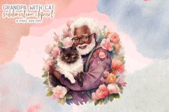 Grandpa with Cat Watercolor Sublimation Product Image 3
