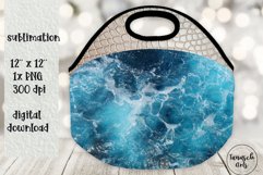 Water embossed leather Lunch Tote bag sublimation ocean Product Image 1