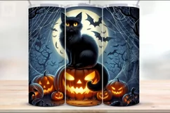 3 Halloween Cat Tumbler Sublimations, 20 oz Tumbler Wraps Product Image 2