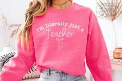 Literally Just A Teacher SVG PNG - Coquette Teacher Gift Product Image 2
