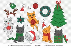 Christmas Kitties - Festive Cats Line Art Clip art & Pattern Product Image 7