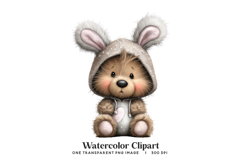 Bunny Bear Costume Watercolor Clipart Product Image 1