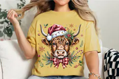 Coquette Christmas Highland Cow PNG Designs Product Image 2