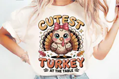 Cutest Turkey At The Table PNG Designs Product Image 3