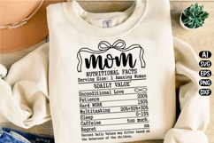 Mom Nutritional Facts Svg Design Product Image 2